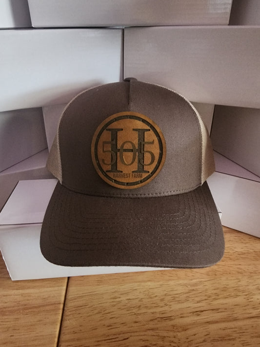 Brown Leather Patch Hat